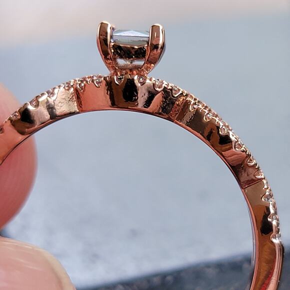 Rose Gold Plated Infinity Knot Ring with Simulated Sapphire - Size 10 - Picture 9 of 10